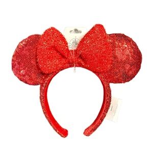 Authentic Disney Red Sequin Minnie Ears Headband - NWT